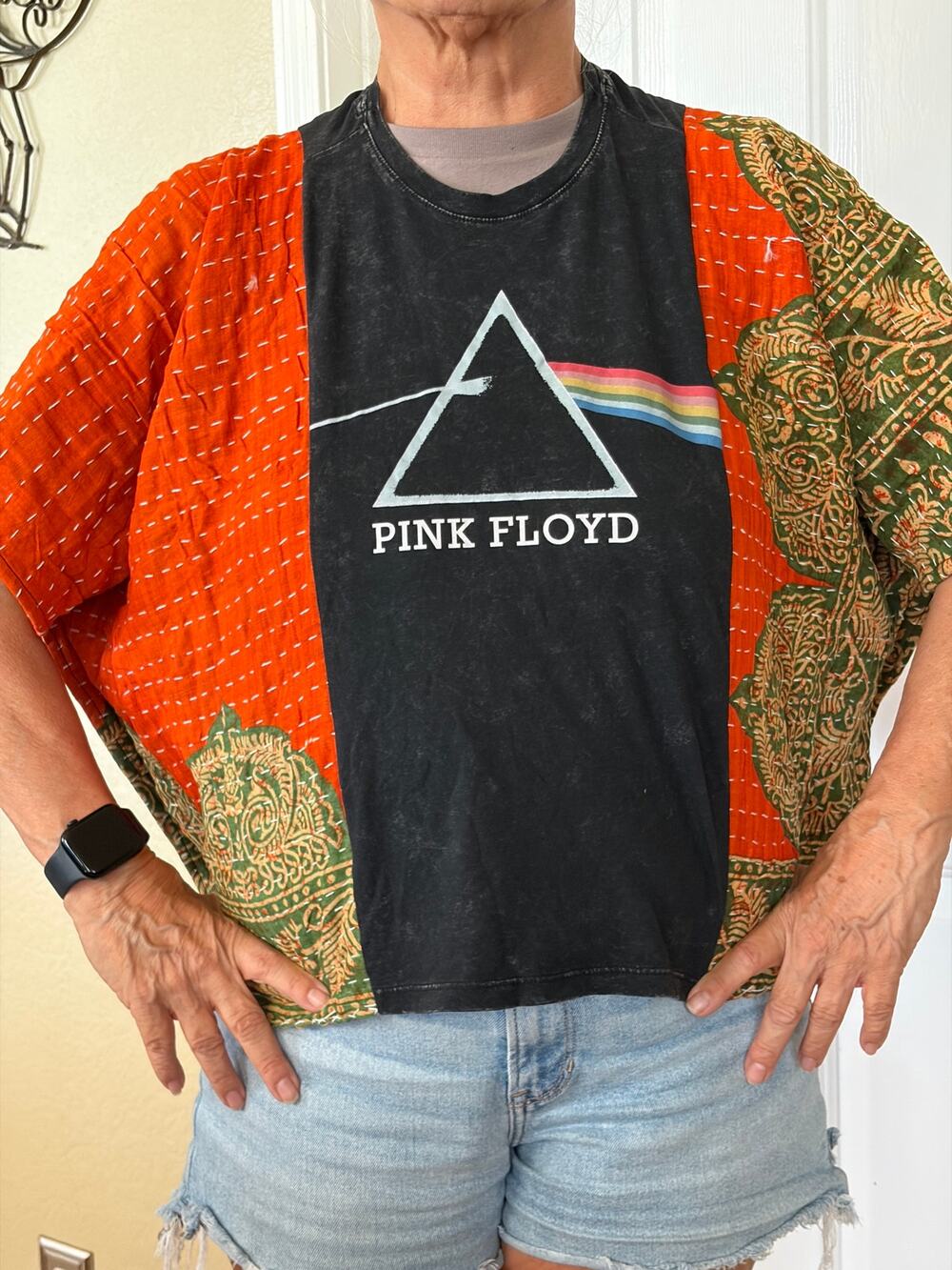 Pink Floyd Upcycled Kantha Tunic Top Shirt OS Handmade Boho
